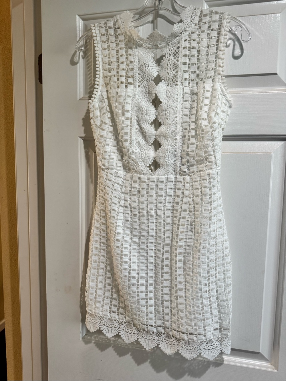 Mahina White Lace Crochet Mini Dress